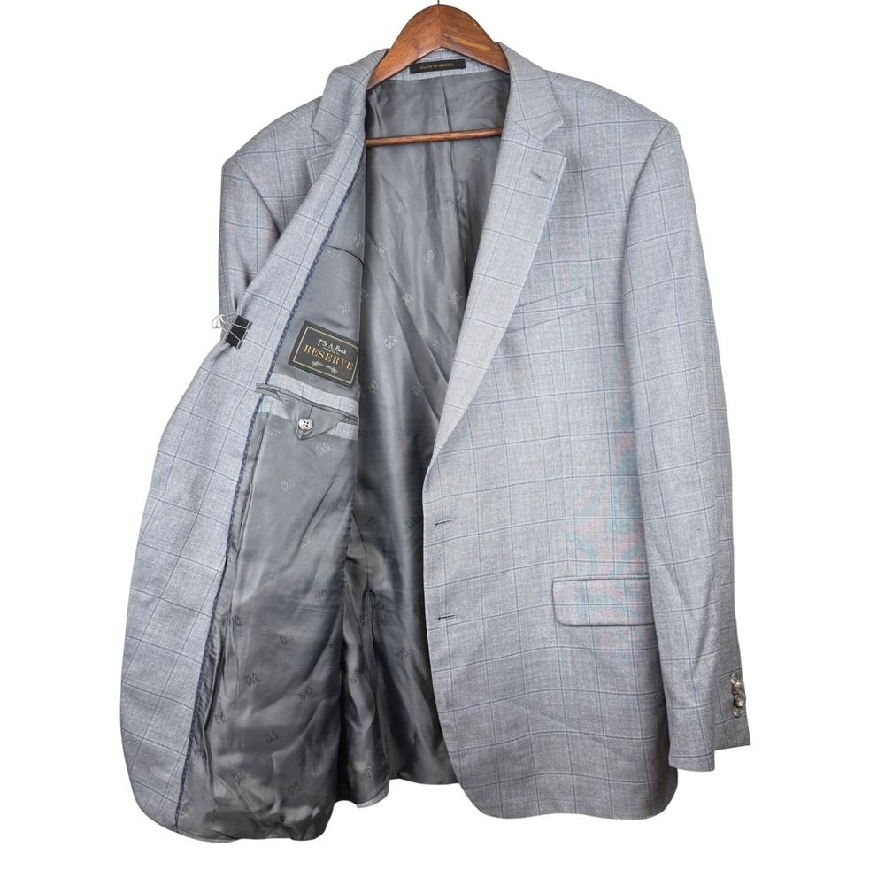 Jos. A. Bank Reserve Mens Silk Wool Blend Plaid Sport Coat 48L Corporate Wedding